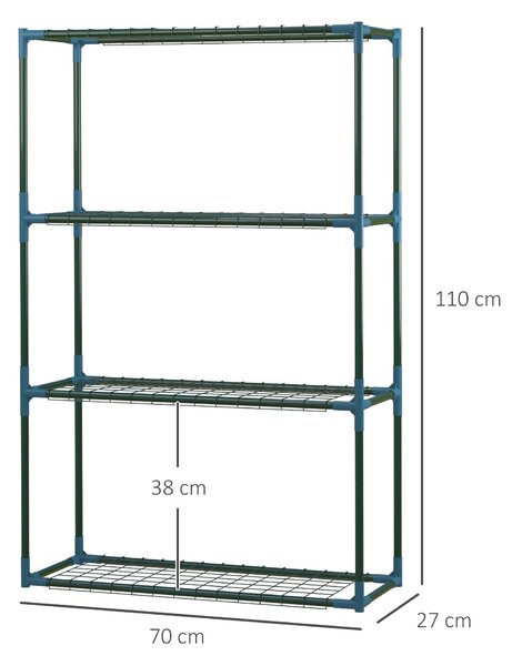 Outsunny Rostlinný stojan 2-pack, stojan na rostliny se 4 úrovněmi, květinový stojan, regál na květiny pro balkon, zahradu, skleník, ocel, zelený, 70
