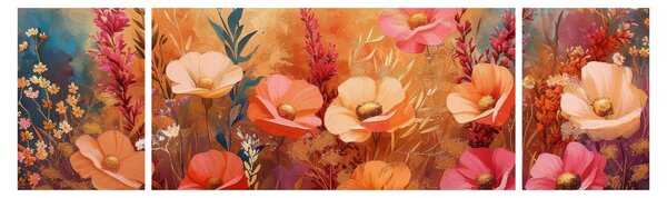 Obraz - Luční kvítí, malba (170x50 cm)