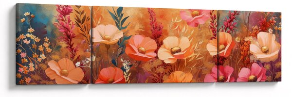 Obraz - Luční kvítí, malba (170x50 cm)
