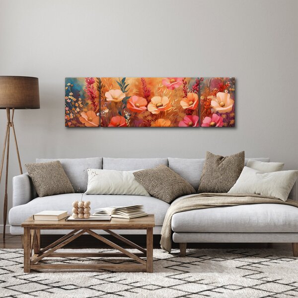 Obraz - Luční kvítí, malba (170x50 cm)