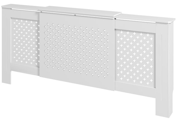 HOMCOM Nastavitelný kryt radiátorů v moderním designu včelí plástve 136-200 x 21,5 x 91,7 cm - Dřevěný kryt radiátorů pro ložnici a obývací pokoj - Bí