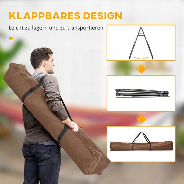 Houpací síťový stojan Outsunny, skládací 2 v 1, stojan na oblečení pro terasu, zahradu, dvorek, nosnost až 120kg, ocel, 290 x 92 x 88cm | Aosom