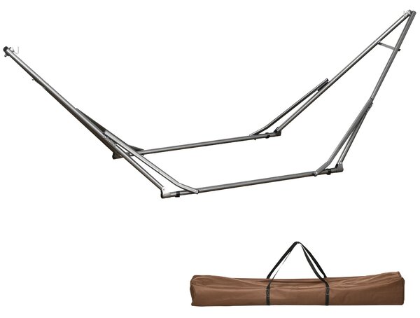 Houpací síťový stojan Outsunny, skládací 2 v 1, stojan na oblečení pro terasu, zahradu, dvorek, nosnost až 120kg, ocel, 290 x 92 x 88cm | Aosom