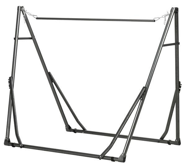 Houpací síťový stojan Outsunny, skládací 2 v 1, stojan na oblečení pro terasu, zahradu, dvorek, nosnost až 120kg, ocel, 290 x 92 x 88cm | Aosom