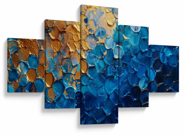 Obraz - Modrozlatá malba (125x70 cm)