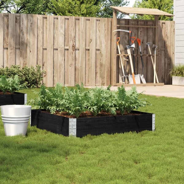 Zahradní truhlík černý 100 x 100 cm masivní borové dřevo 3295396