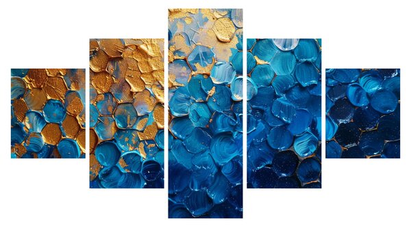 Obraz - Modrozlatá malba (125x70 cm)