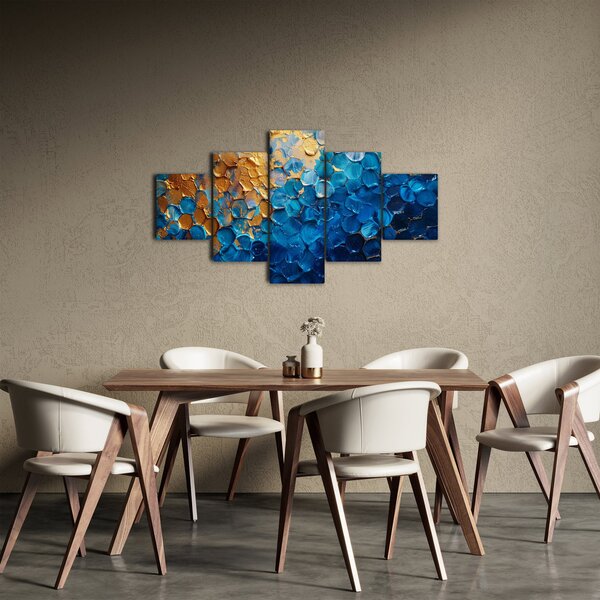 Obraz - Modrozlatá malba (125x70 cm)
