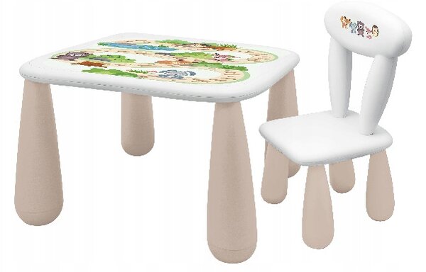 MALTEX SET LUNA LEŚNA PARTA Stolek pro děti + židlička bílá/béžová