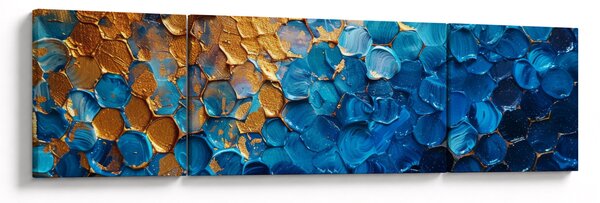 Obraz - Modrozlatá malba (170x50 cm)