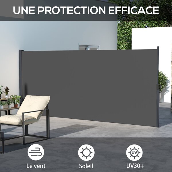 Outsunny Boční Markýza Ochrana Proti Větru Paravent Skládací Zahradní Plot 4 x 1,80 m Hliníkový Polyester Anti-UV Vysoká Hustota 180 g/m² Tmavě Šedá |