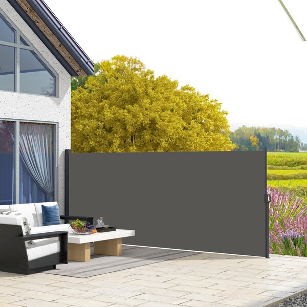 Outsunny Boční Markýza Ochrana Proti Větru Paravent Skládací Zahradní Plot 4 x 1,80 m Hliníkový Polyester Anti-UV Vysoká Hustota 180 g/m² Tmavě Šedá |