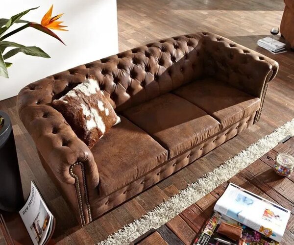 Chesterfield Bis Pohovka 3M Gobi hnědá s puncy