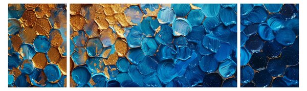 Obraz - Modrozlatá malba (170x50 cm)