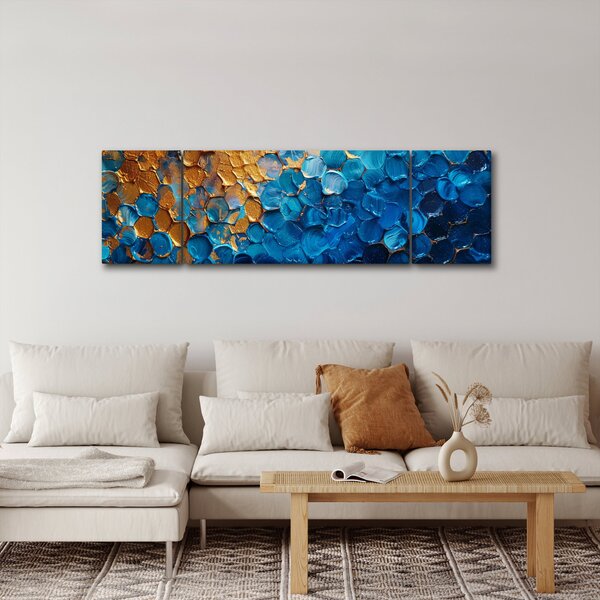 Obraz - Modrozlatá malba (170x50 cm)