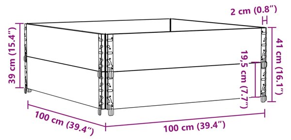 Zahradní truhlík šedý 100 x 100 cm masivní borové dřevo 3295401