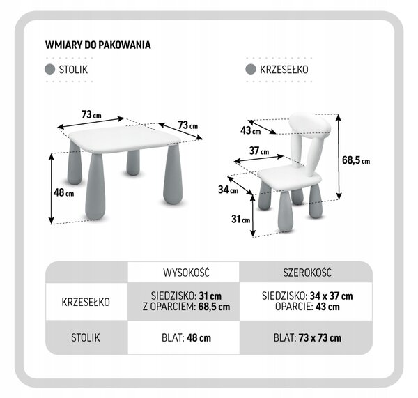 MALTEX SET LUNA LEŚNA PARTA Stolek pro děti + židlička bílá/béžová