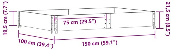 Zahradní truhlík šedý 150 x 100 cm masivní borové dřevo 3295413
