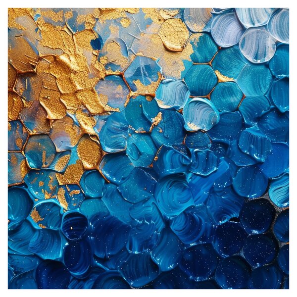 Obraz - Modrozlatá malba (30x30 cm)