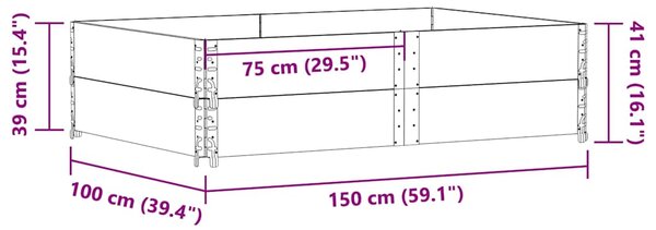 Zahradní truhlík 150 x 100 cm masivní borové dřevo 3295415