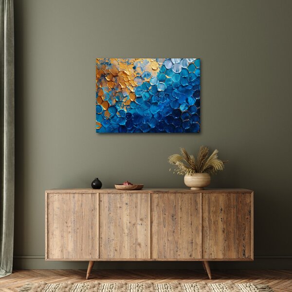 Obraz - Modrozlatá malba (70x50 cm)