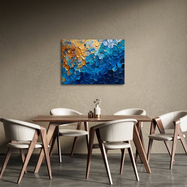 Obraz - Modrozlatá malba (70x50 cm)
