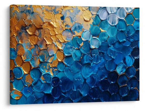 Obraz - Modrozlatá malba (70x50 cm)
