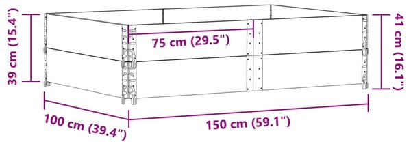 Zahradní truhlík šedý 150 x 100 cm masivní borové dřevo 3295417