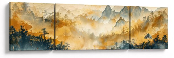Obraz - Pohoří, akvarel (170x50 cm)