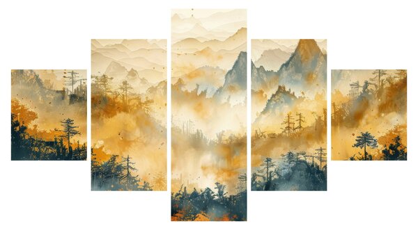 Obraz - Pohoří, akvarel (125x70 cm)