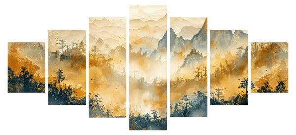 Obraz - Pohoří, akvarel (210x100 cm)