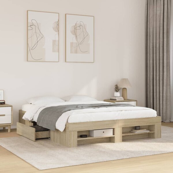 Rám postele bez matrace dub sonoma 150x200 cm kompozitní dřevo 3295466