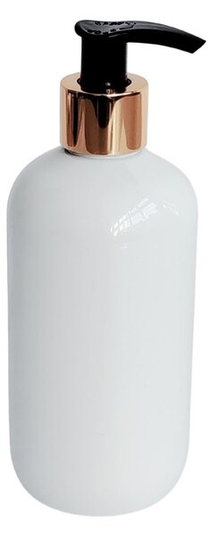 Dávkovač na mýdlo 300 ml bílý s černo-zlatou pumpičkou BELA