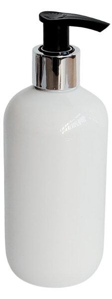 Dávkovač na mýdlo 300 ml bílý s černo-stříbrnou pumpičkou BELA