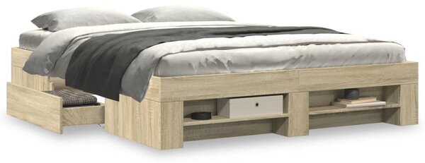 Rám postele bez matrace dub sonoma 150x200 cm kompozitní dřevo 3295466