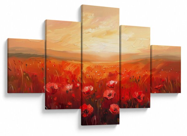 Obraz - Pole vlčích máků (125x70 cm)