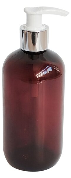 Dávkovač na mýdlo 300 ml hnědý s bílo-stříbrnou pumpičkou BELA