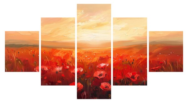 Obraz - Pole vlčích máků (125x70 cm)