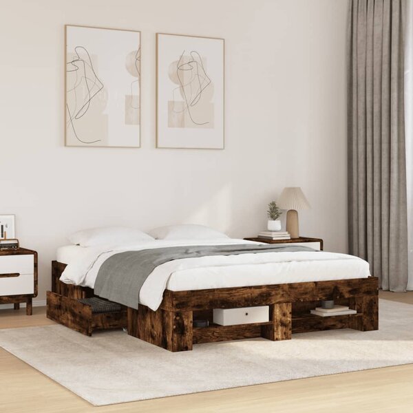 Rám postele bez matrace kouřový dub 120x190 cm kompozitní dřevo 3295517