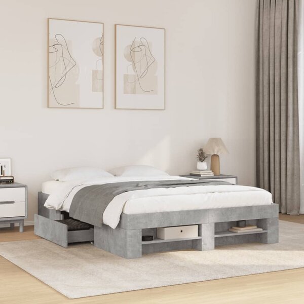 Rám postele betonově šedý 135 x 190 cm kompozitní dřevo 3295509