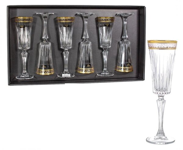 BOHEMIA PRESTIGE DORATO SKLENICE NA ŠAMPAŇSKÉ 210ML SADA 6 KS