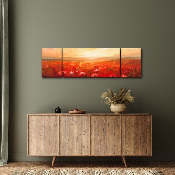 Obraz - Pole vlčích máků (170x50 cm)