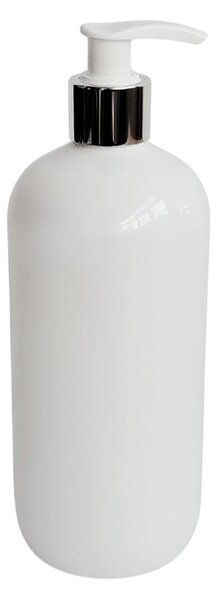 Dávkovač na mýdlo 500 ml bílý s bílo-stříbrnou pumpičkou BELA
