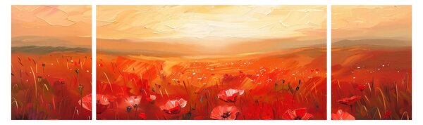 Obraz - Pole vlčích máků (170x50 cm)