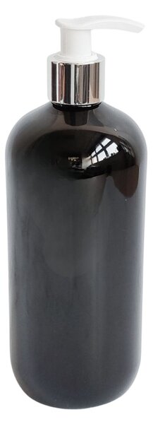Dávkovač na mýdlo 500 ml černý s bílo-stříbrnou pumpičkou BELA
