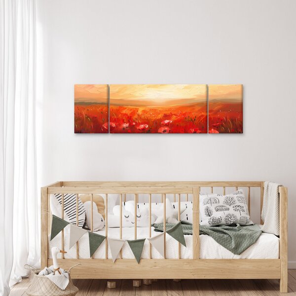 Obraz - Pole vlčích máků (170x50 cm)