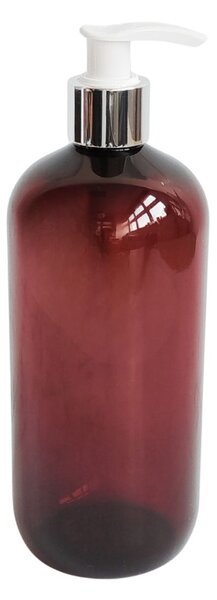 Dávkovač na mýdlo 500 ml hnědý s bílo-stříbrnou pumpičkou BELA