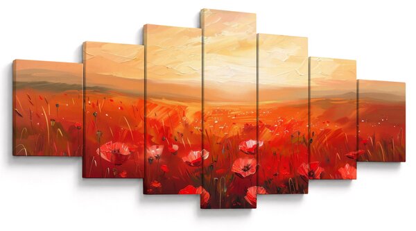 Obraz - Pole vlčích máků (210x100 cm)