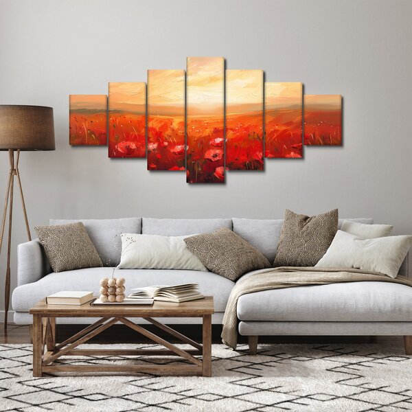 Obraz - Pole vlčích máků (210x100 cm)