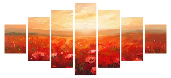 Obraz - Pole vlčích máků (210x100 cm)